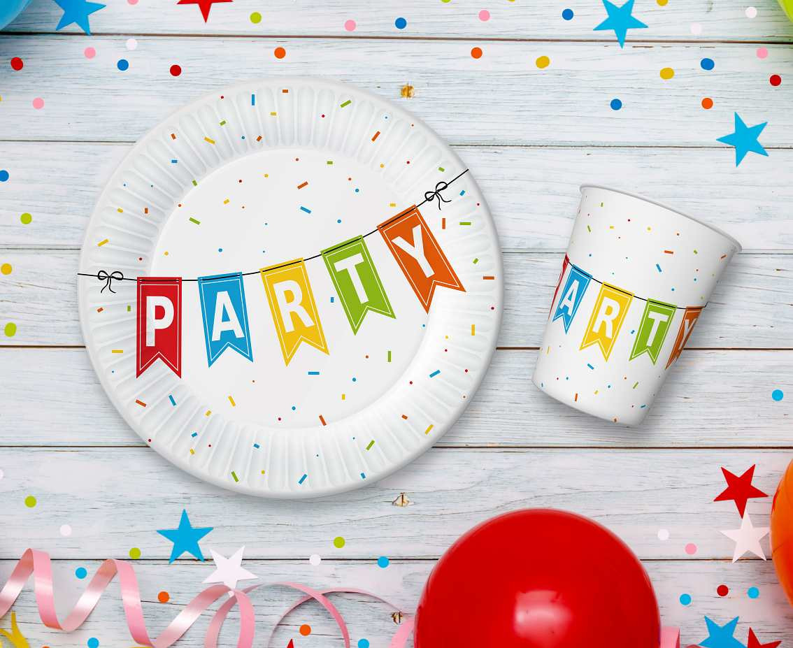 Paper cups Colorful Party, 250 ml. , 6 pcs.